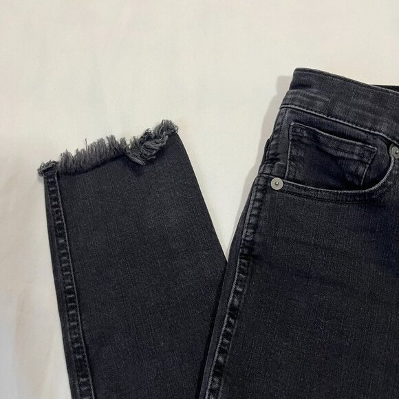 Madewell Black 10" High Rise Skinny Button Fly Fringe Jeans | Size 23P - Picture 2 of 7